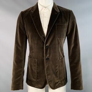 PAUL SMITH Size 40 Olive Green Cotton Velvet Notch Lapel Sport Coat